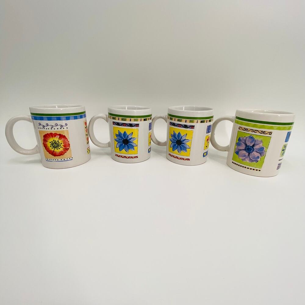 Alco Vintage Ceramic flower coffee mugs set of 4
